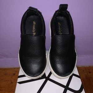 Freshly Picked leather slip on sneakers in black.